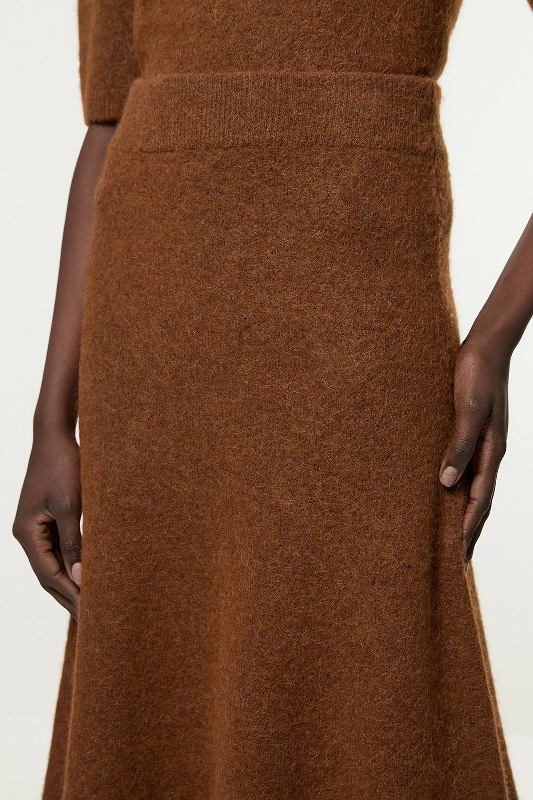 Alpaca Wool Fluffy Full Knit Skirt | Karen Millen | Karen Millen UK + IE + DE + NL