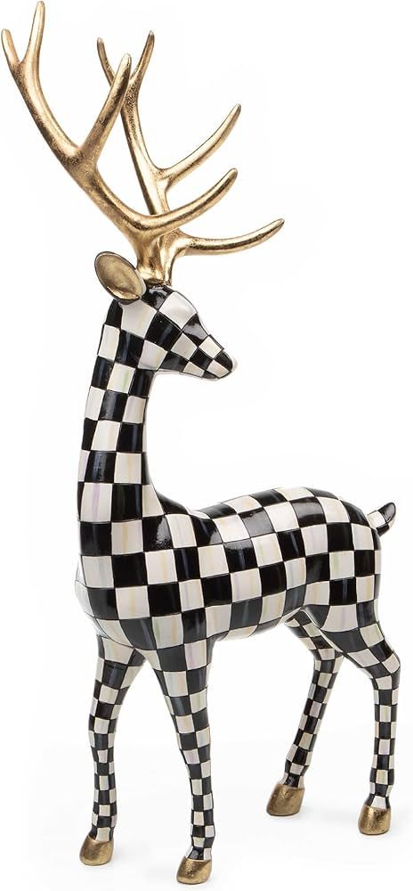 MACKENZIE-CHILDS Checkmate Standing Deer Statue, Christmas Indoor Home Decor, Holiday Deer Decor | Amazon (US)