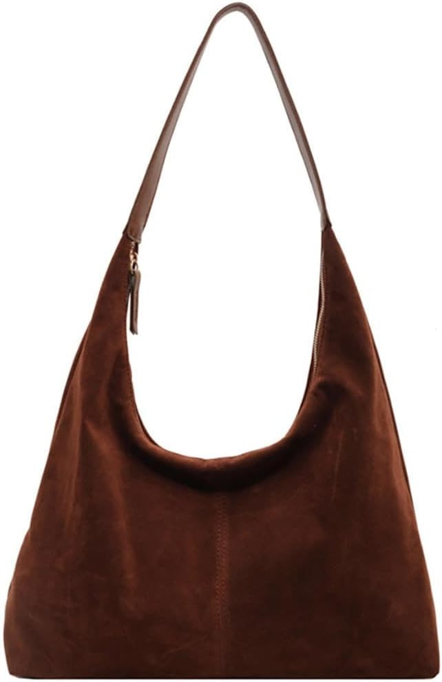 Women’s Trendy Suede Tote Bag Shoulder Bags For Women Fall Underarm Bag Winter Hobo Bag Work Purses Suede Travel Handbag | Amazon (US)