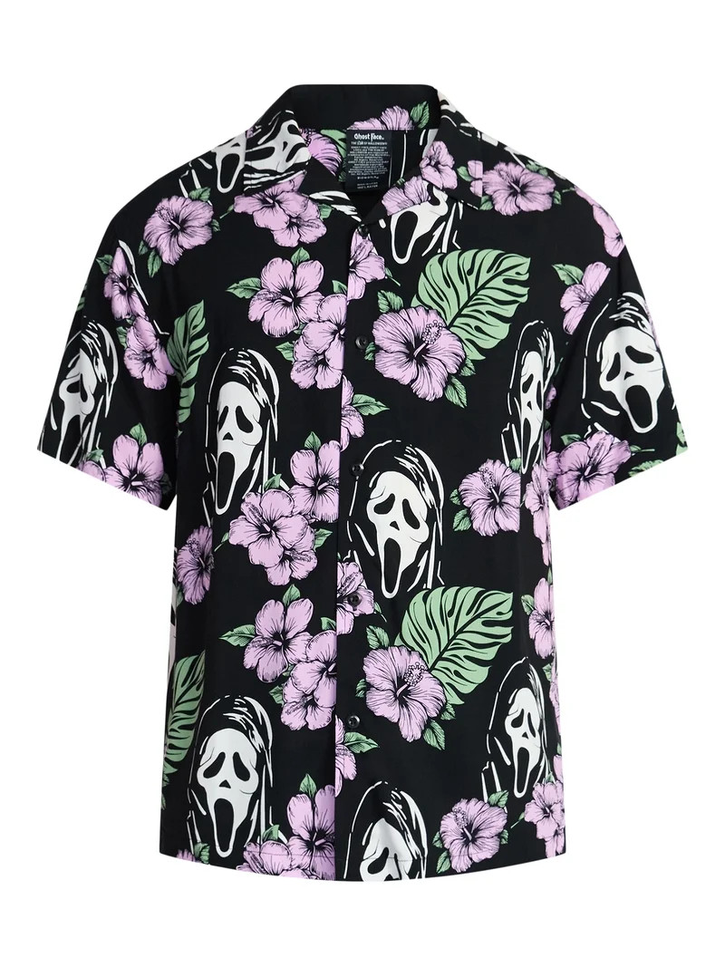 Ghost Face Men's and Big Men's Print Resort Shirt, Sizes XS-5XL | Walmart (US)