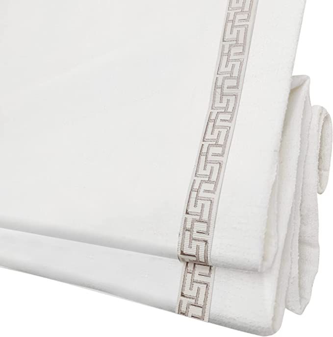 Amazon.com: Cordless Roman Shades for Windows, Beige Embroidered Bands Custom Blackout Light Filteri | Amazon (US)