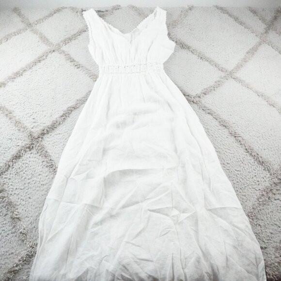Terzo Millennio Maxi Dress Womens Medium White 100% Linen | Poshmark