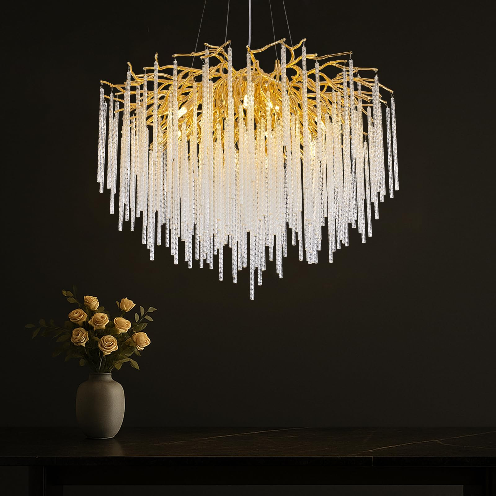Modern Crystal Chandelier Gold Tree Branch Chandeliers Dining Room Chandeliers Over Table Luxury ... | Amazon (US)