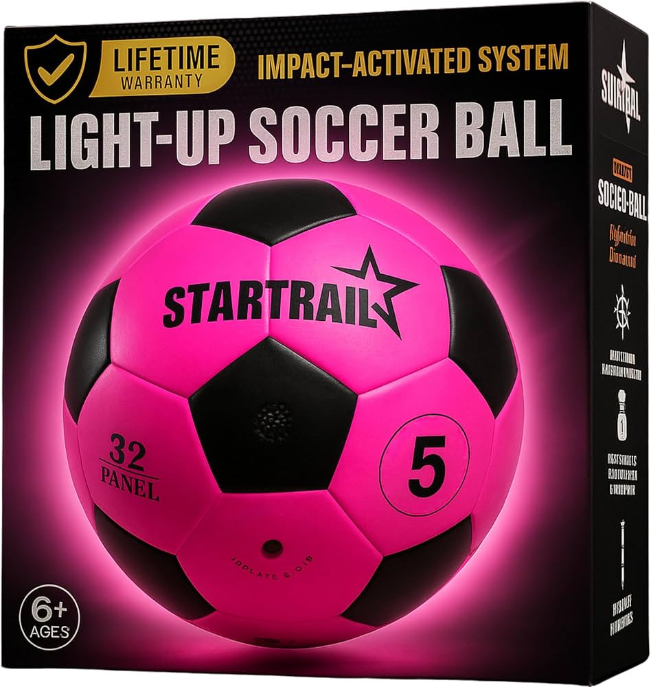 Glow in the Dark Soccer Ball | Sports Gift for Girls Ages 6-15 | LED Light-Up Ball with 3 Extra B... | Amazon (US)
