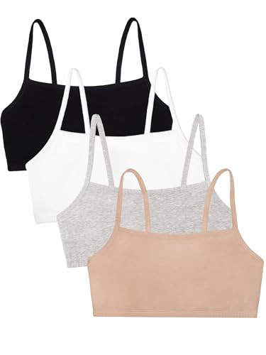 Fruit of the Loom Womens Spaghetti Strap Cotton Pullover Value Pack Sports Bra, Sand/White/Black/Heather Grey, 34 US | Amazon (US)