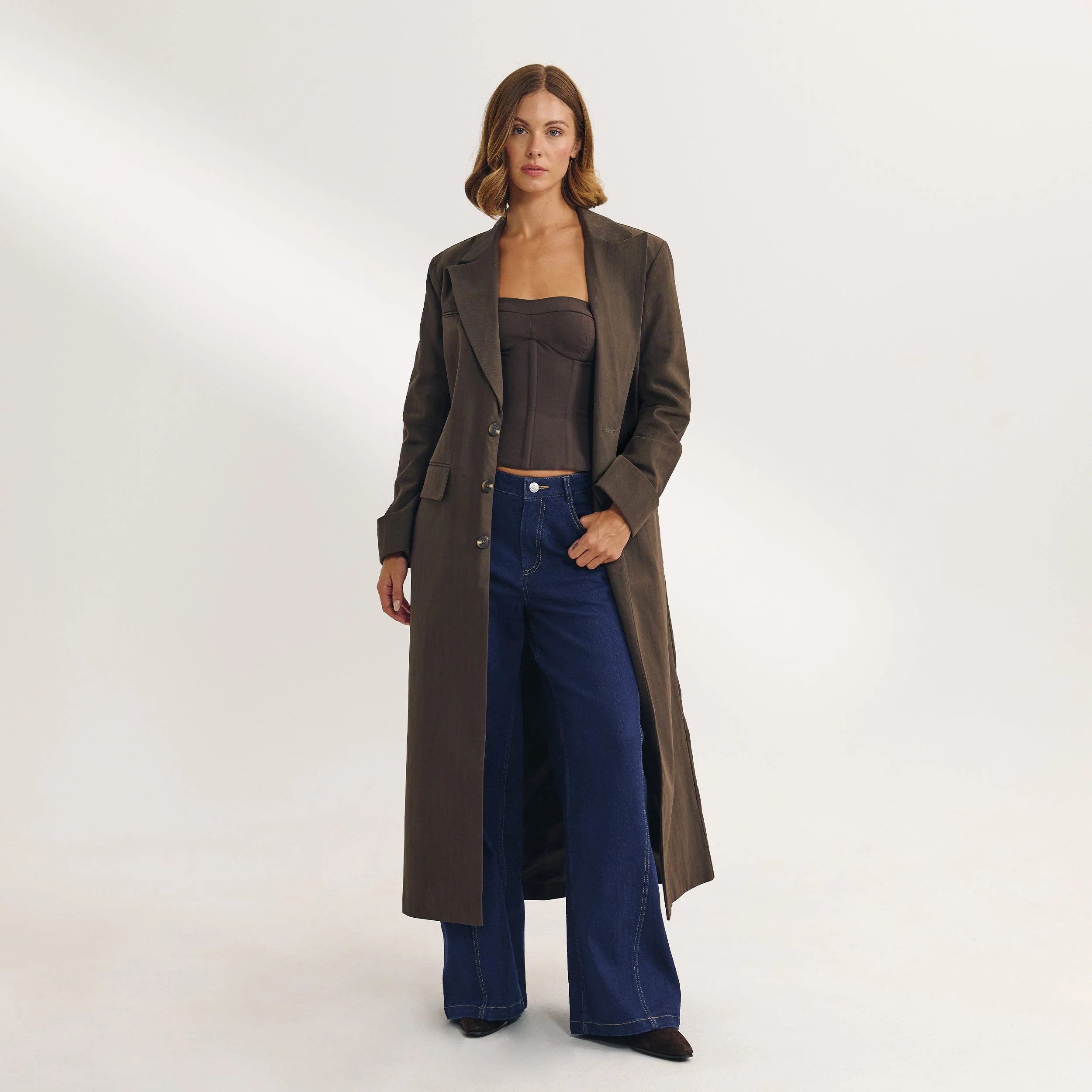 Oversized Longline Blazer - Dark Brown | Lounge (US)