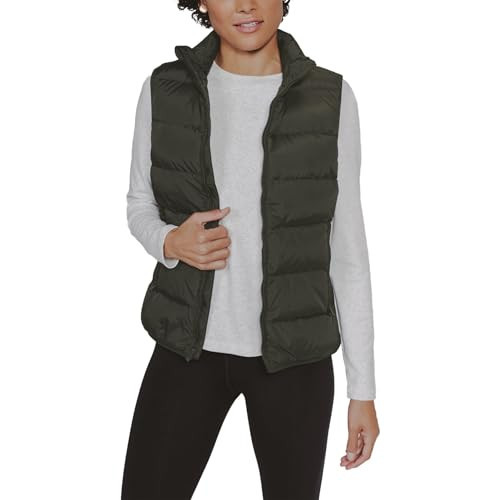 JIHUILAI Green Women's Puffer Vest Lightweight Sleeveless Jacket Women Puffy Vest Quilted Coat Warm Winter Vests S | Amazon (US)