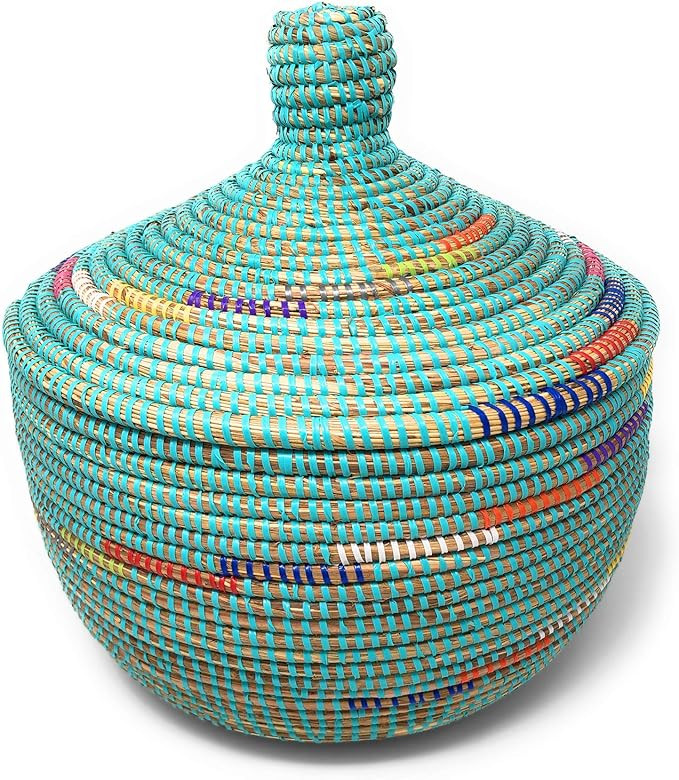African Fair Trade Handwoven Lidded Warming Basket, Prism/Multi | Amazon (US)
