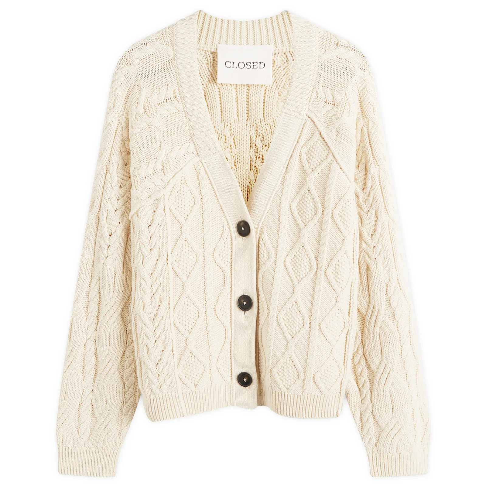 Closed Women's Cable Knit Cardigan in Neutrals, Size Medium | END. Clothing
