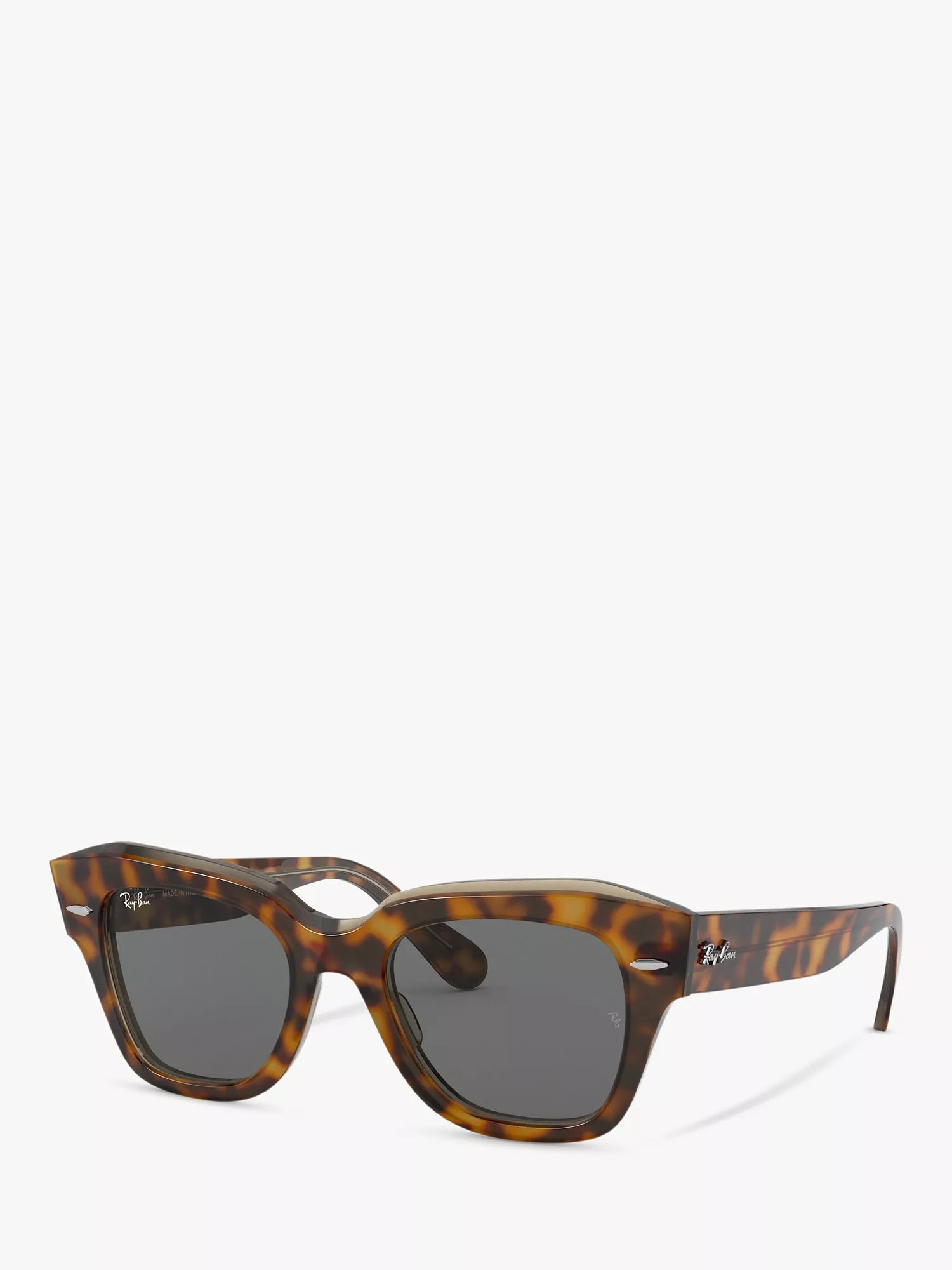 Ray-Ban RB2186 State Street Unisex Tortoise Shell Sunglasses, Light Brown | John Lewis (UK)