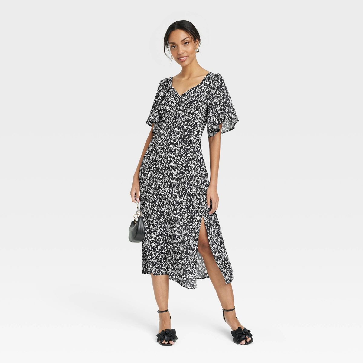 Women's Crepe Flutter Short Sleeve Midi Dress - A New Day™ | Target