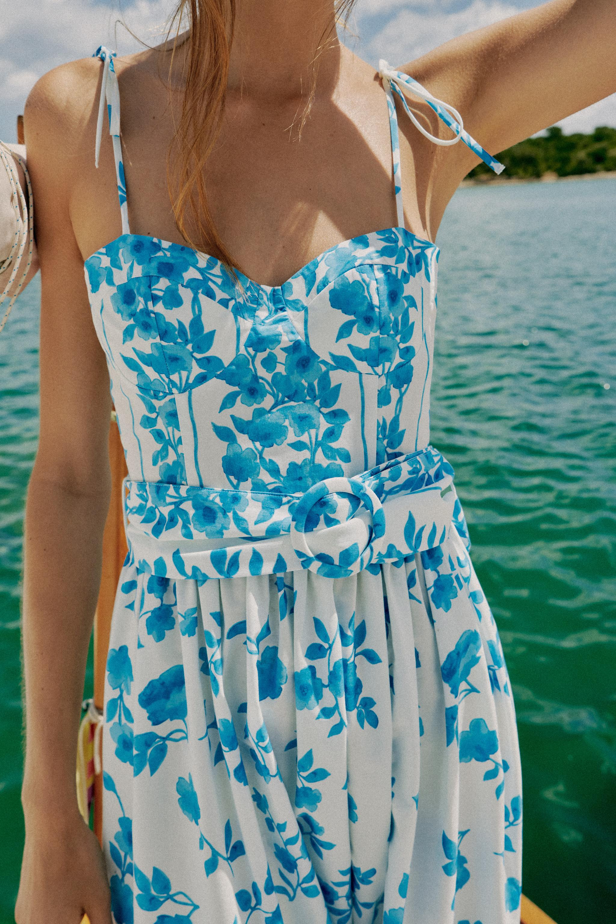 POPLIN PRINT MIDI DRESS | Zara US