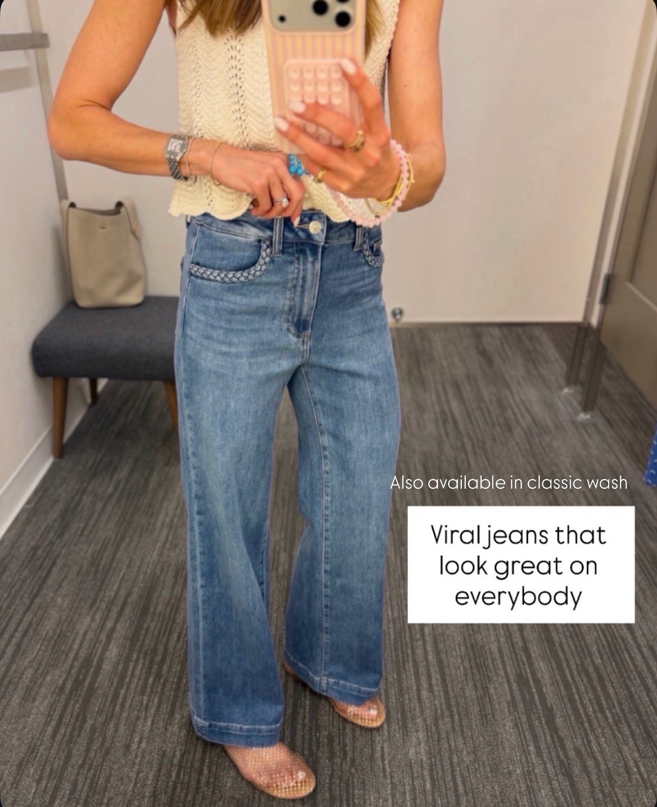 These viral wide leg jeans are worth the hype! The braided pocket detail makes them feel elevated, while the relaxed fit is incredibly flattering and comfortable. Easy to dress up with heels or keep casual with sandals and sneakers.

Wide leg jeans, Viral jeans, Braided detail denim, Summer outfits, Casual chic style, Elevated basics, Everyday denim, Flattering jeans, Trendy denim, Neutral style, Weekend outfit ideas, Fashion finds, annabrstyle

#LTKootd #LTKOver40 #LTKTravel
