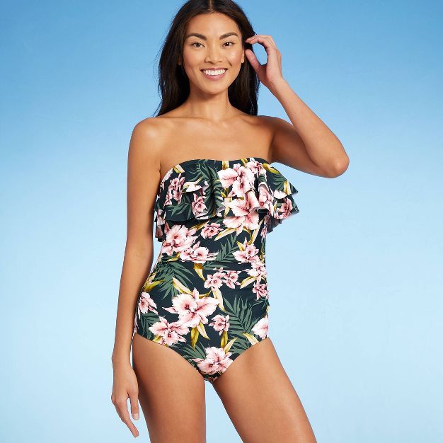Women's Double Flounce Front High Coverage One Piece Swimsuit - Kona Sol™ | Target