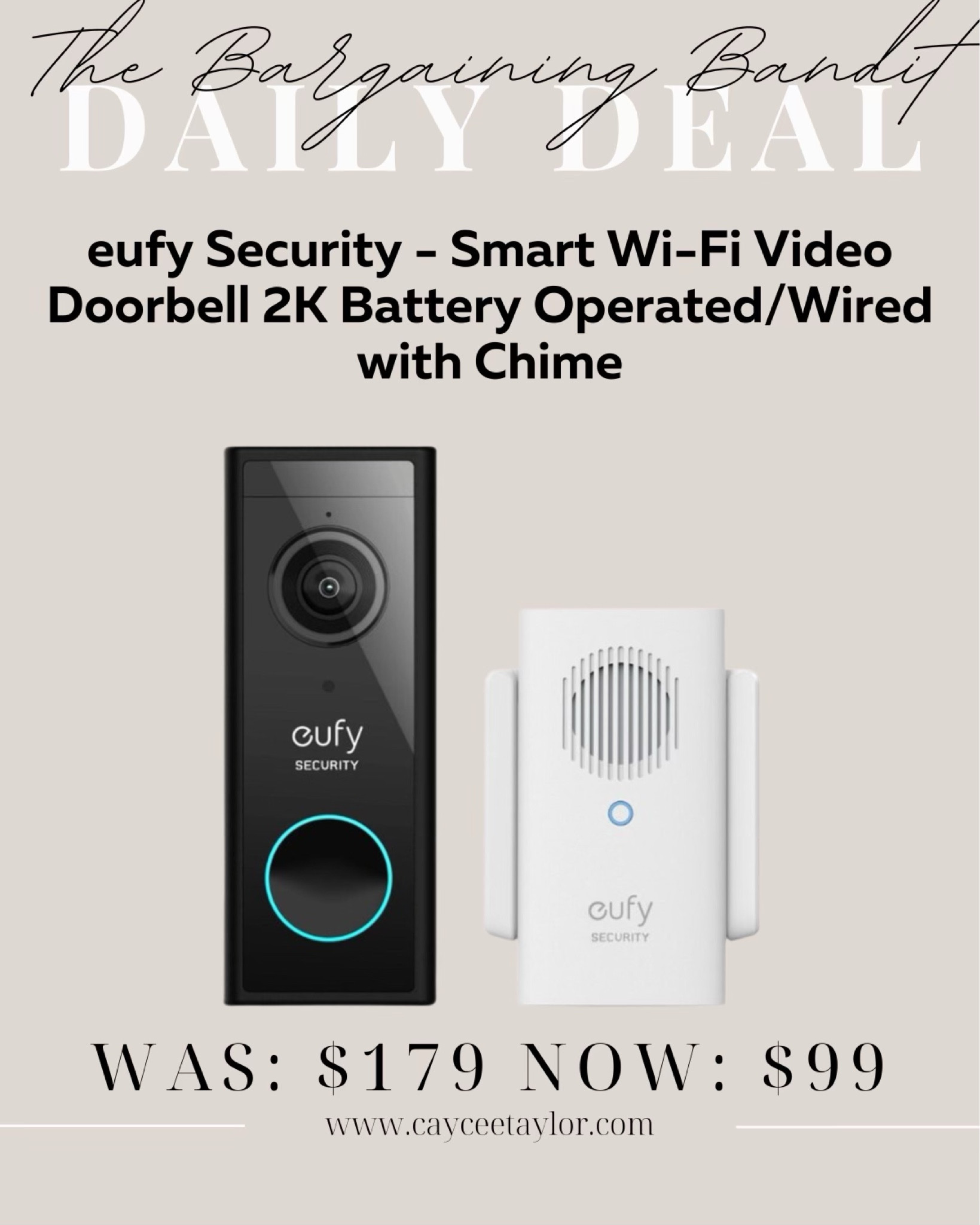 Best Buy: eufy Security Smart Wi-Fi Add On Video Doorbell 2K Battery  Operated Black T82101W1