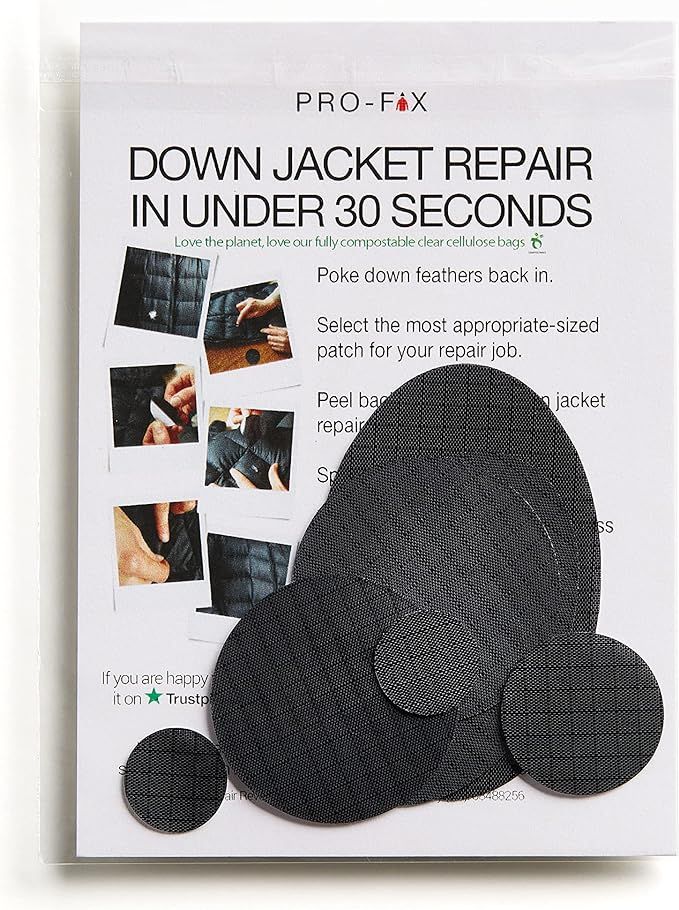 PRO FIX Down Jacket Repair Patches - Easy to Use, Pre-Cut, Self-Adhesive, Soft, Waterproof, Tear-... | Amazon (US)