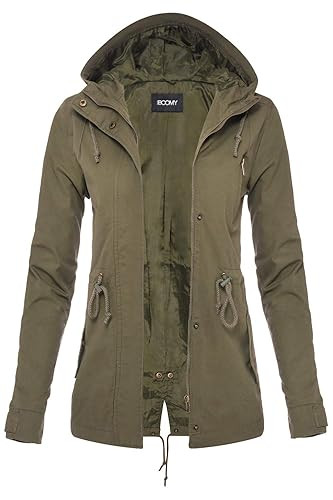 FASHION BOOMY Womens Zip Up Safari Military Anorak Jacket W/Hood | Amazon (US)