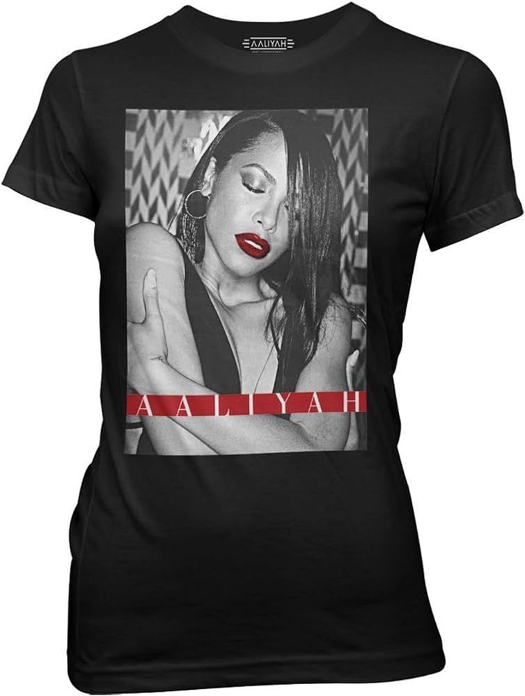 Ripple Junction Aaliyah Juniors Red Lips with Red Type Crew T-Shirt | Amazon (US)