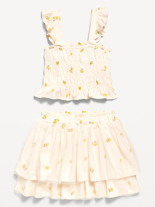 Printed Sleeveless Smocked Top and Tulle Skirt Set for Toddler Girls | Old Navy (US)