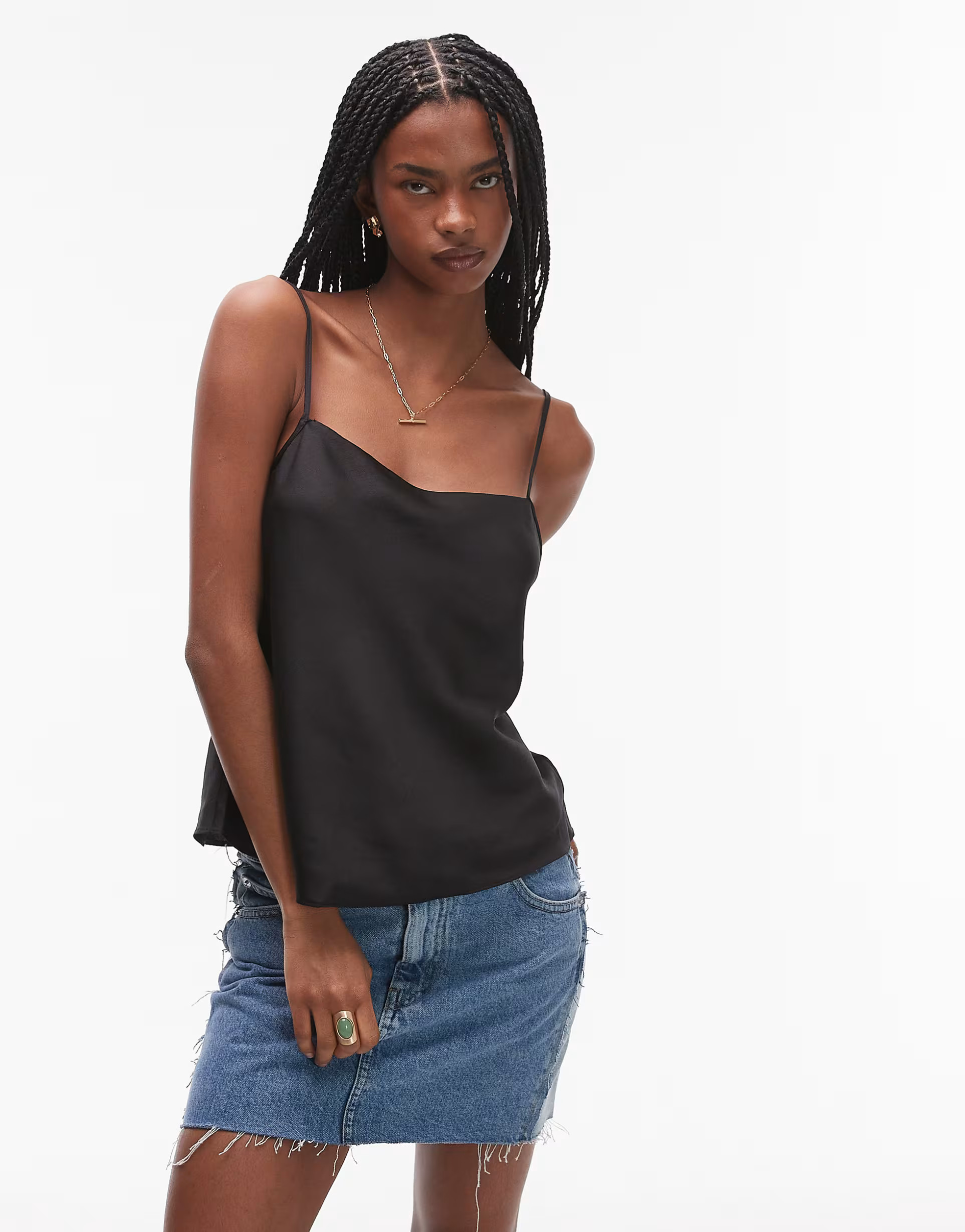 Mango satin camisole top in black | ASOS | ASOS (Global)