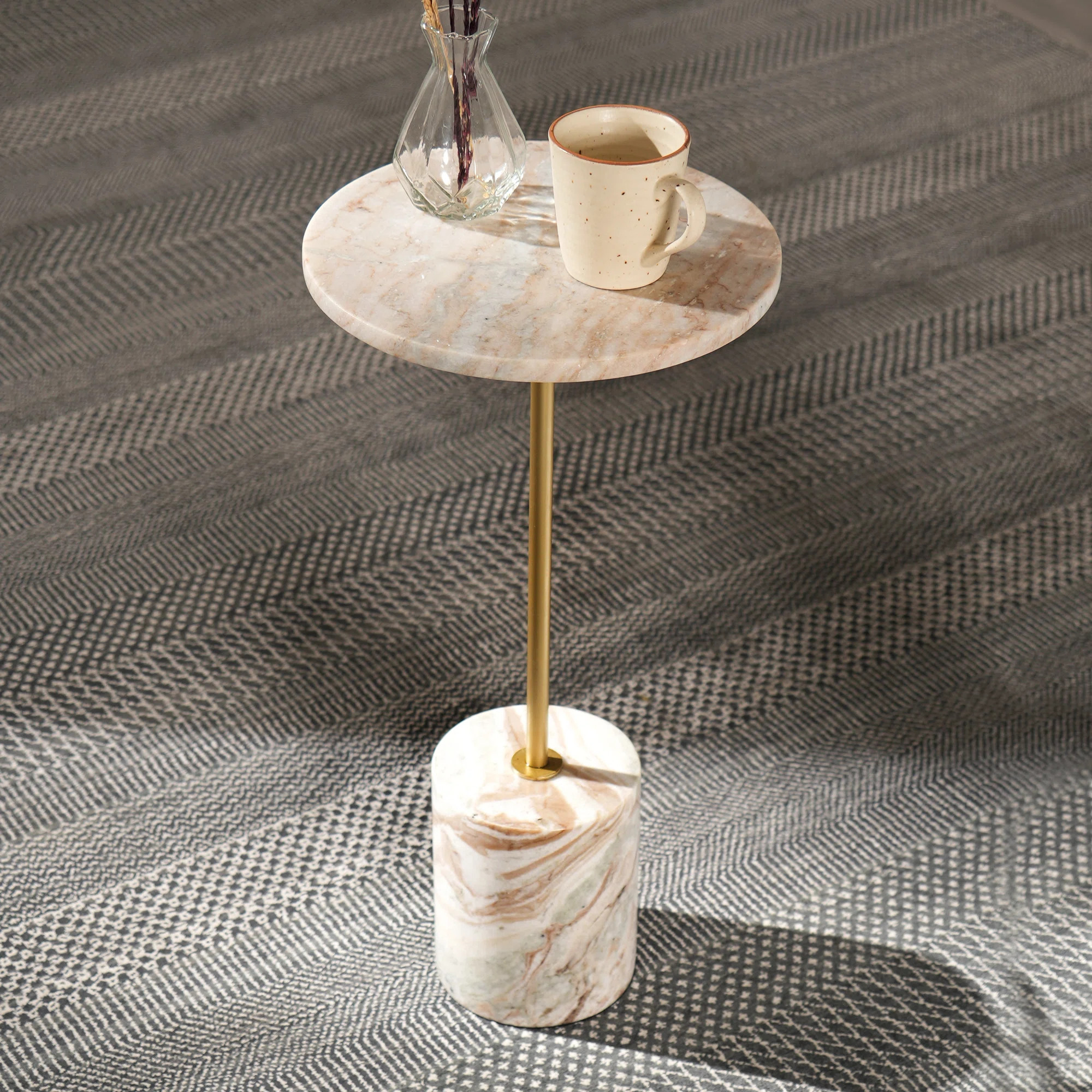 Mercer41 Vianay Genuine Marble Pedestal End Table | Wayfair | Wayfair North America