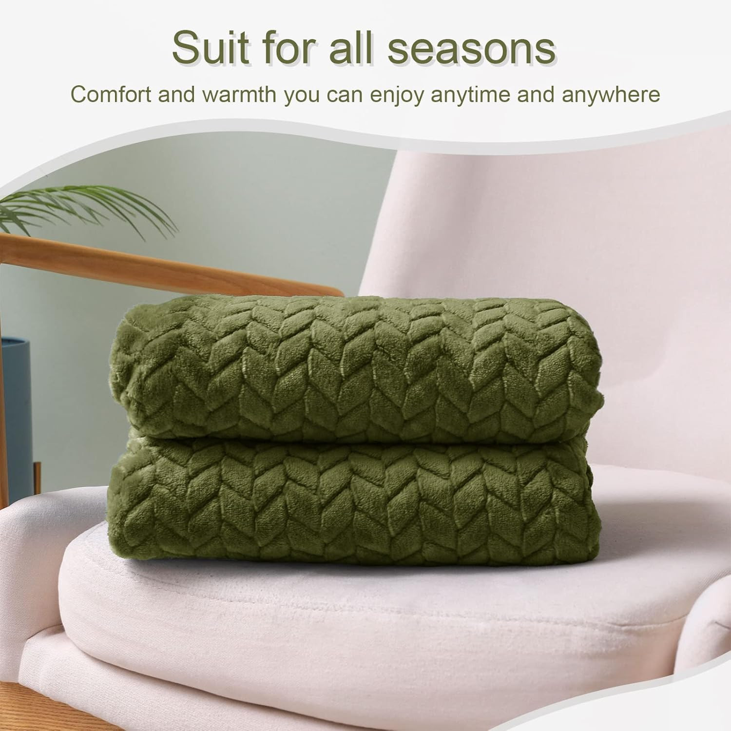 Exclusivo Mezcla Large Flannel Fleece Throw Blanket, 50x70 Inches Soft Jacquard Weave Leaves Patt... | Amazon (US)