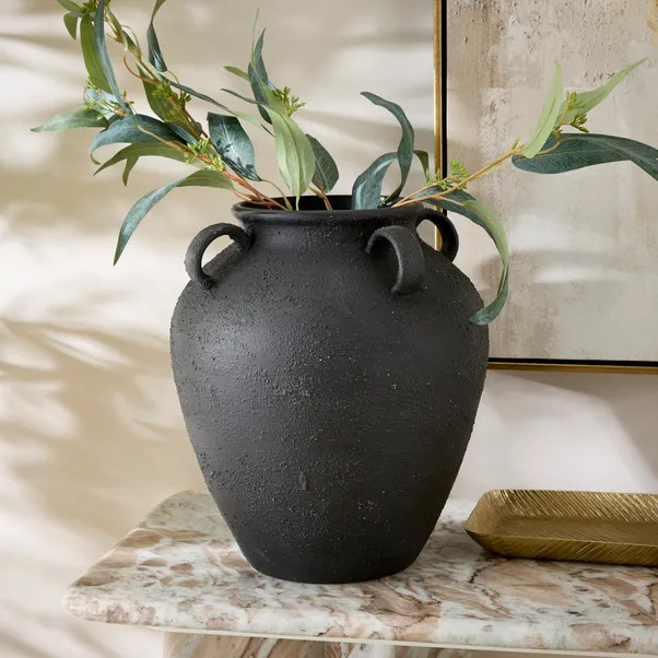 Large Black Textured Urn Vase | Dunelm