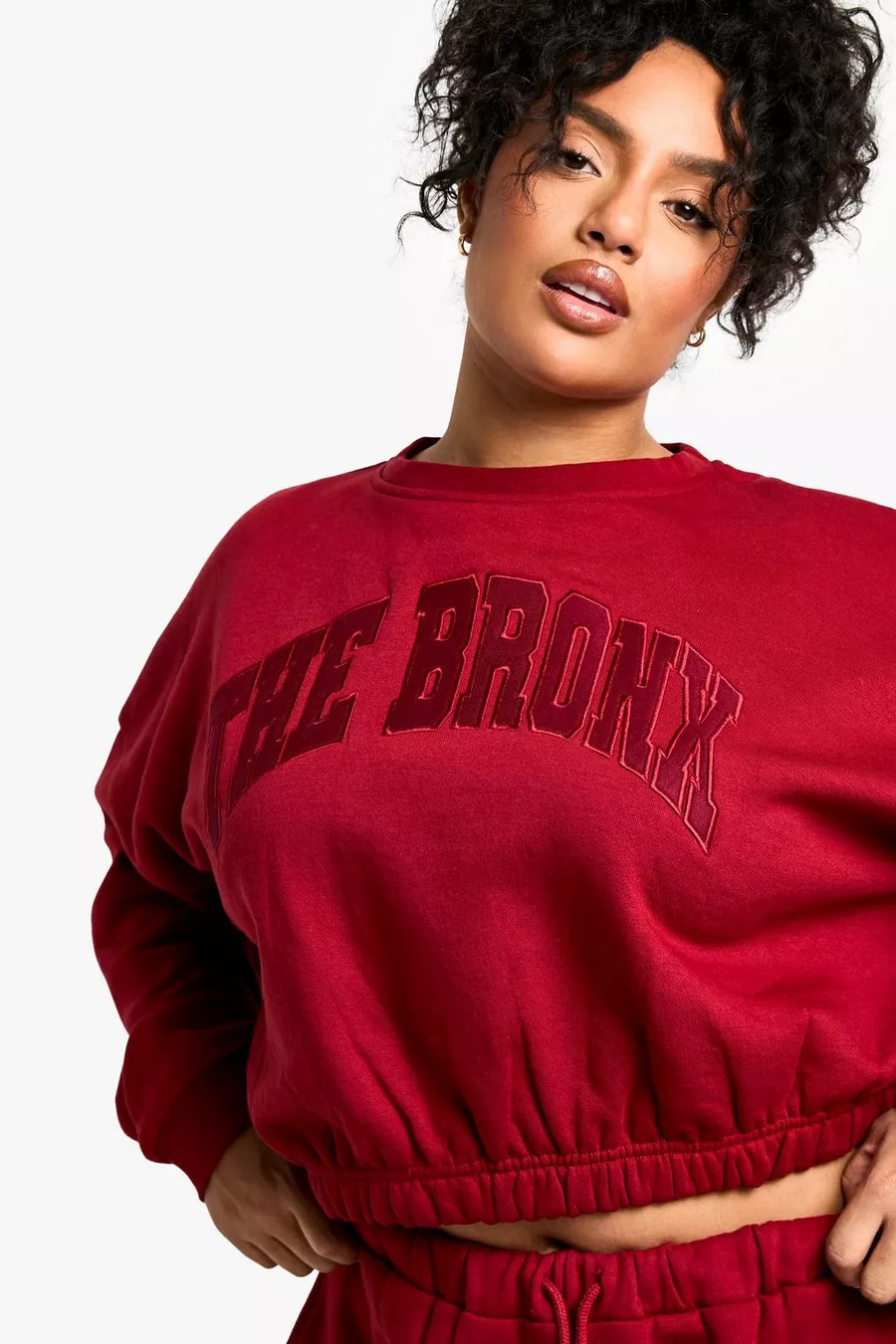 Plus Bronx Applique Elasticated Hem Sweatshirt | boohoo (US & Canada)
