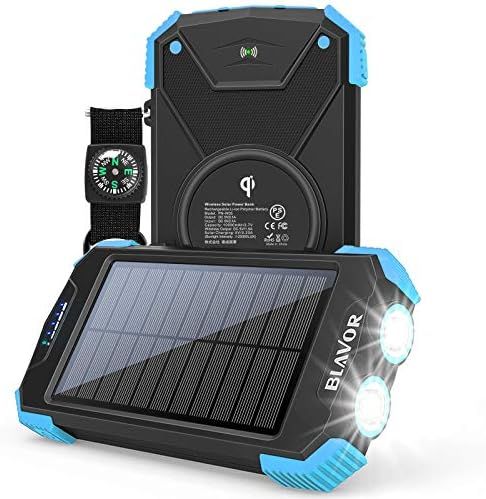 Solar Charger Power Bank, Qi Wireless Charger 10,000mAh External Battery Pack Type C Input Port D... | Amazon (US)