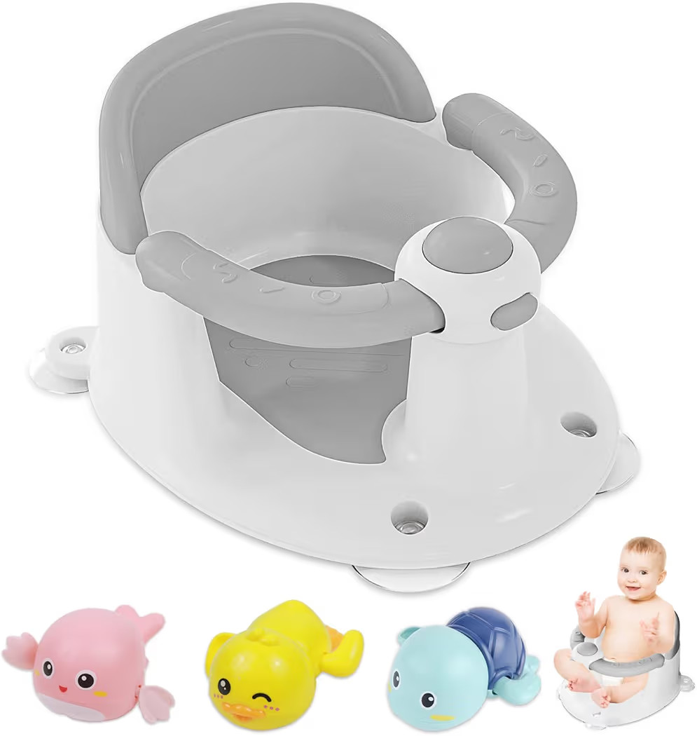 Baby Bath Seat for Babies 6 Months & Up, Bath Seats for Babies Sitting Up, 3 Baby Bath Toys, Open... | Amazon (US)