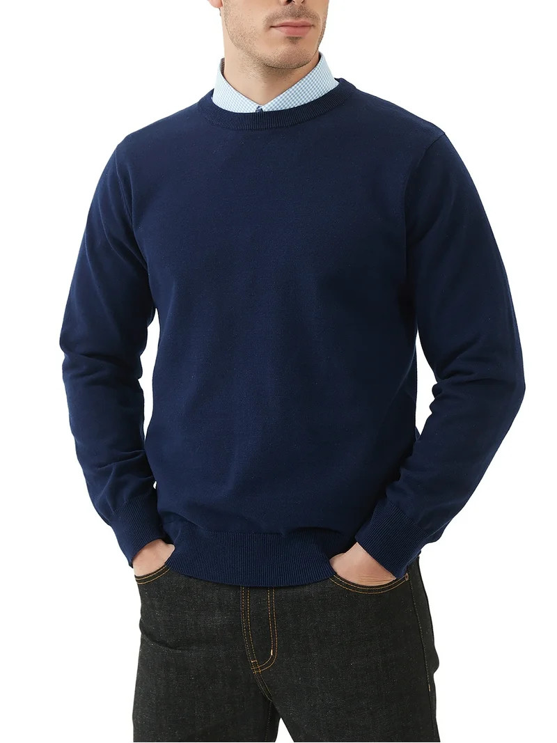 Kallspin Men's Cotton Crew Neck Sweater Regular Fit Long Sleeve Pullover Casual Cozy Stylish Swea... | Walmart (US)