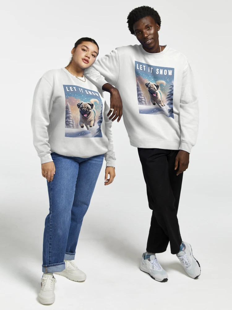 Snow Fawn Pug - Let it Snow Pullover Sweatshirt | Redbubble (US)