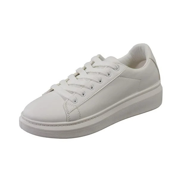 C&C California Women’s Platform Sneakers, Vegan Leather Shoes, White - Walmart.com | Walmart (US)