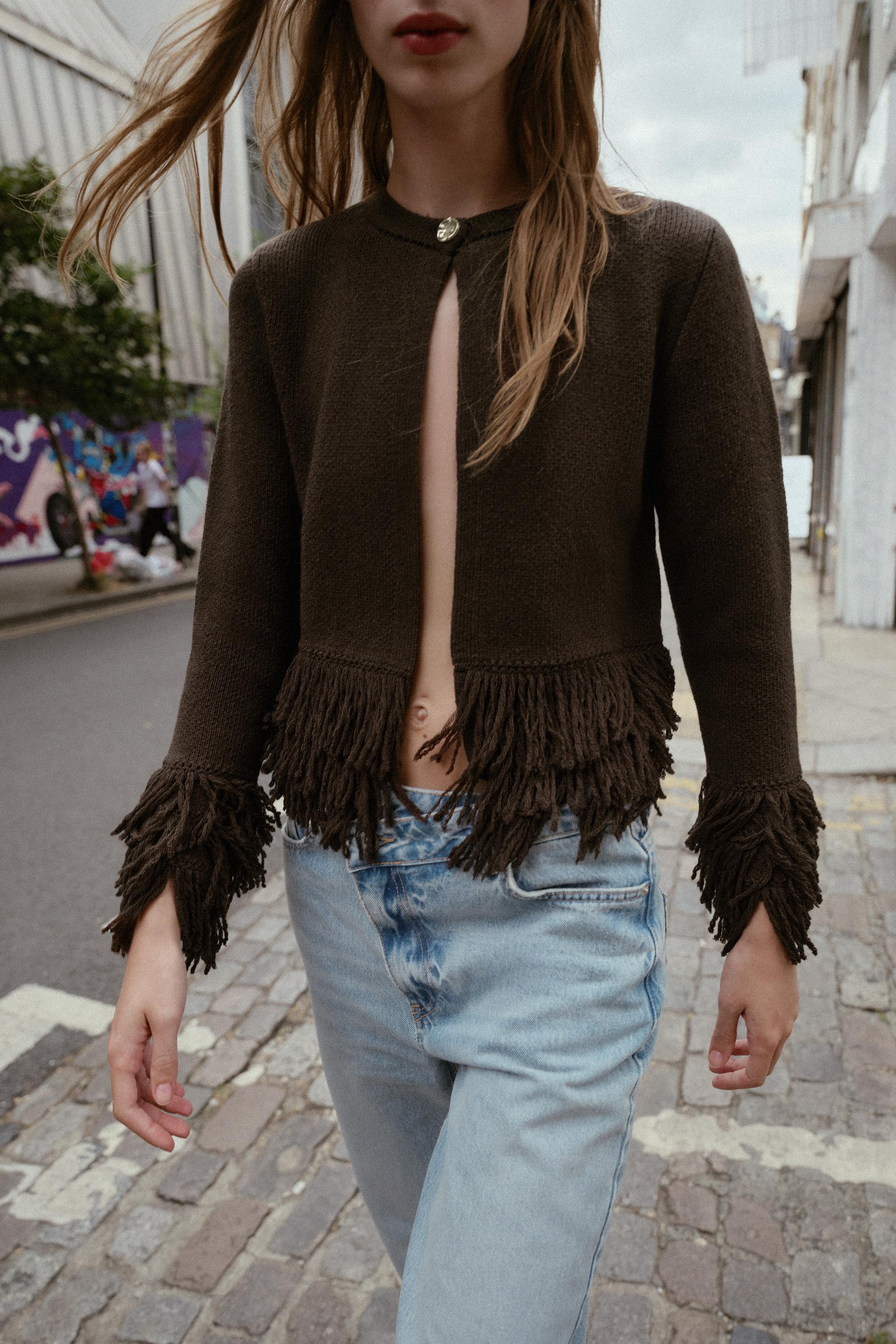 FRINGED KNIT CARDIGAN | Zara US