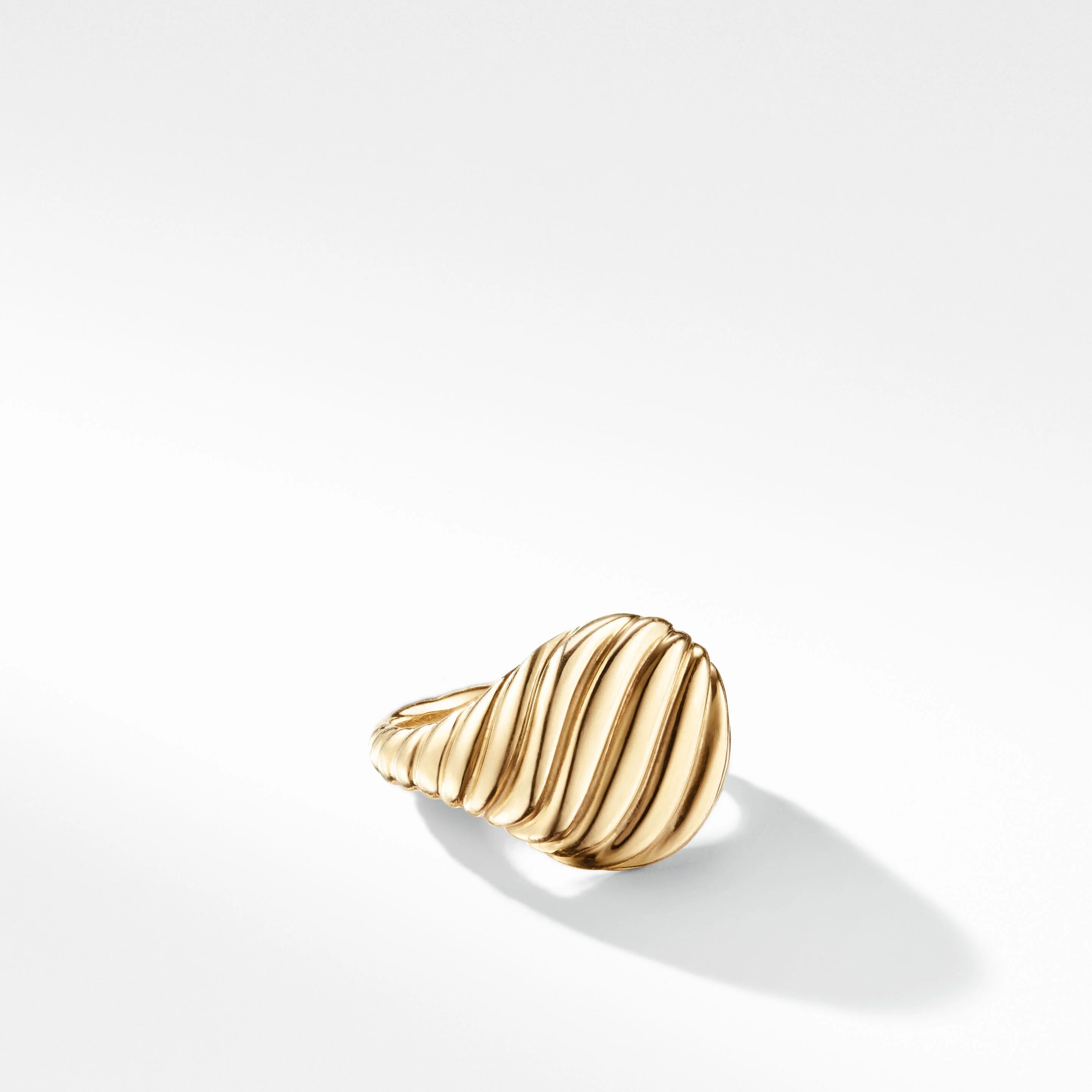 Sculpted Cable Pinky Ring in 18K Yellow Gold | David Yurman