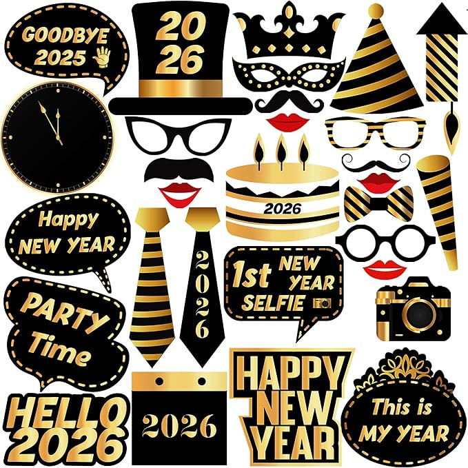 KatchOn, New Years Photo Booth Props 2026 - Pack of 30 | New Years Eve Party Supplies 2026 | Happ... | Amazon (US)