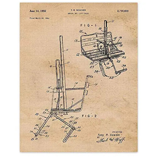 Vintage Ski Lift Patent Prints, 1 (11x14) Unframed Photos, Wall Art Decor Gifts Under 20 for Home... | Amazon (US)