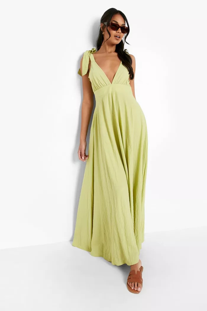 Textured Plisse Strappy Maxi Dress | Boohoo.com (US & CA)
