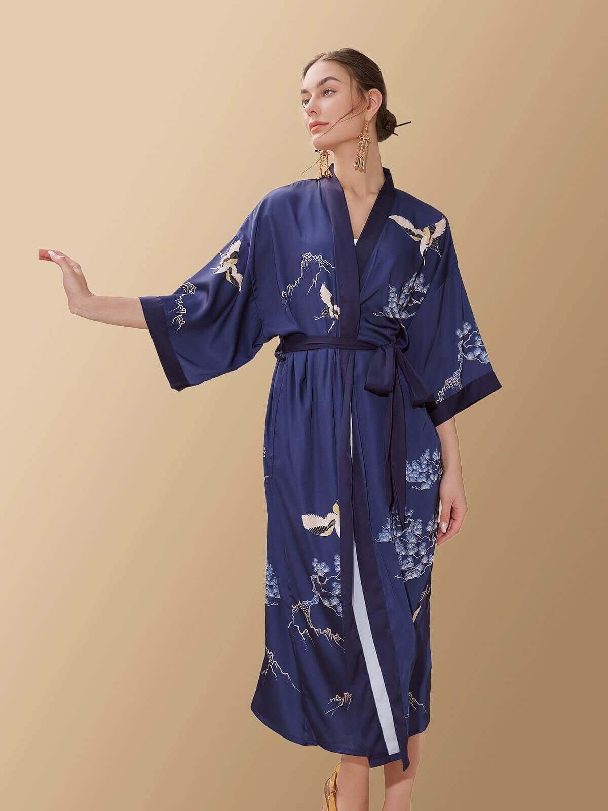 Mountain Crane Kimono Robe | ulivary