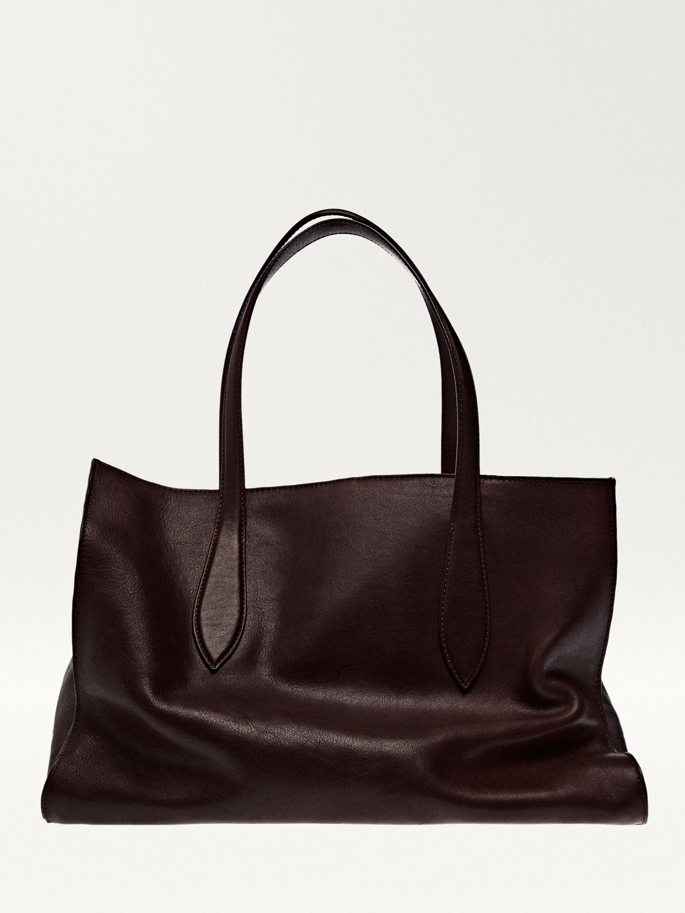 Nappa leather maxi tote bag | Massimo Dutti US
