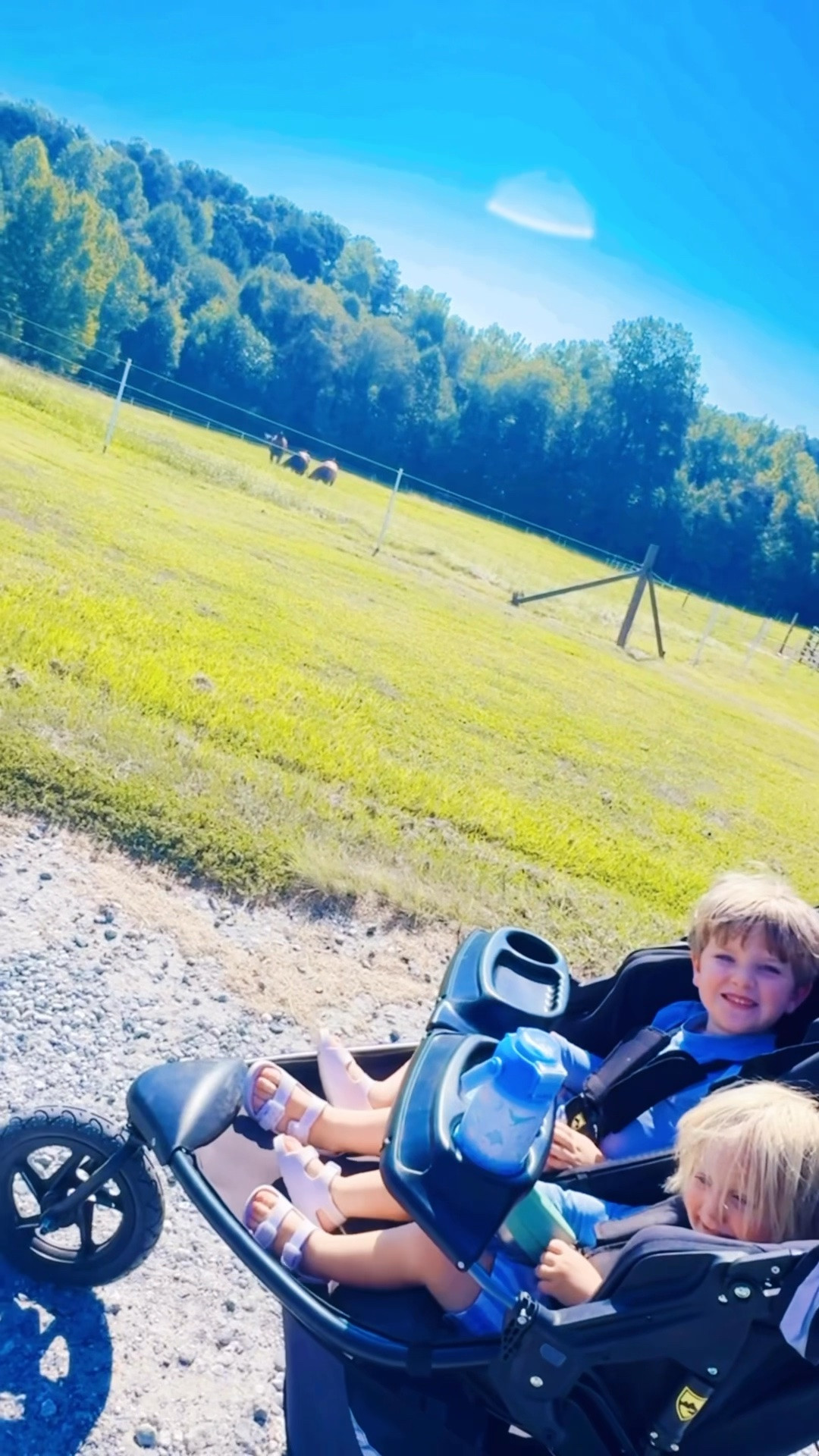 A beautiful (& hot!!) mornin’ walk around the farm 🌾 before we head out to the pool 💦 on this sunny 😎 september day!!! 🌞