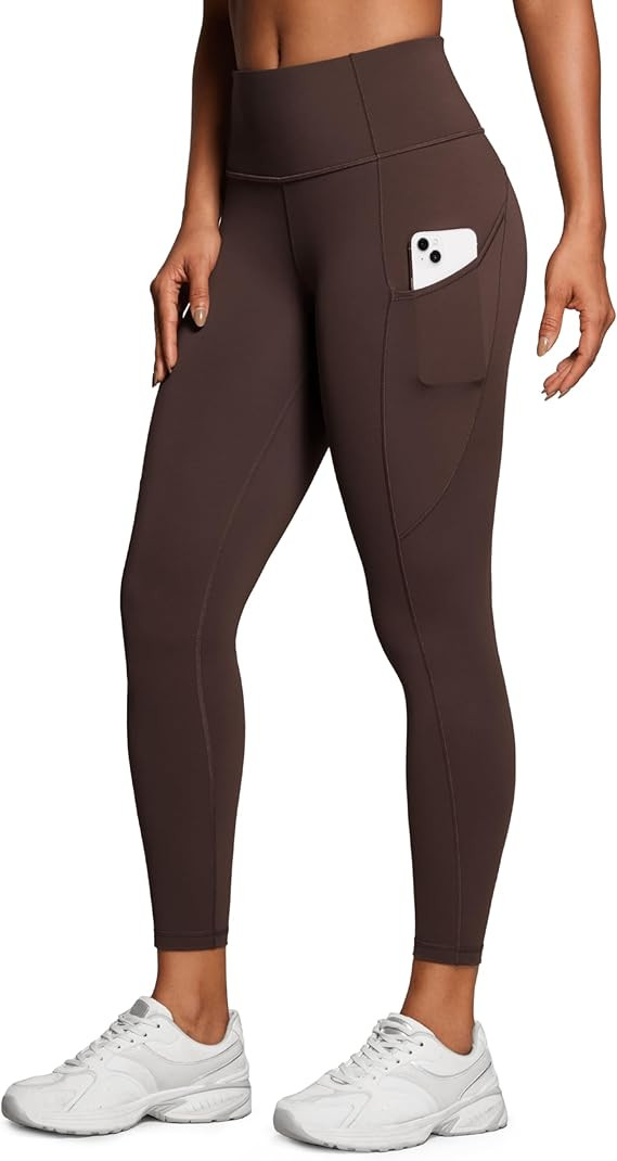 CRZ YOGA Women's Naked Feeling Workout Leggings 25 Inches - High Waisted Yoga Pants with Side Poc... | Amazon (US)