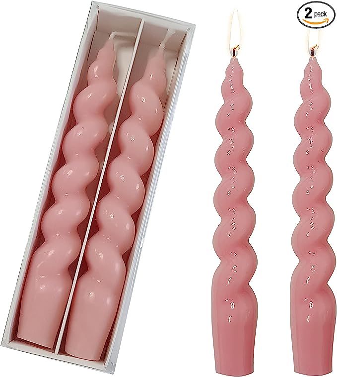 Spiral Taper Dinner Candles Stick Twisted Candles H 7.5inch Wax Unscented Dinner Candle Dripless ... | Amazon (US)