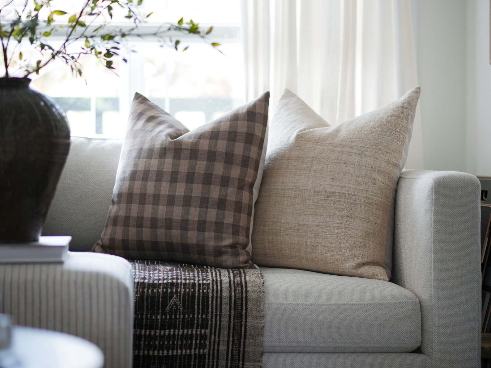 ROMAN || Brown Gingham Pillow Cover Brown Checkered Pillow Moody Check Pillow Fall Pillow Cover N... | Etsy (US)