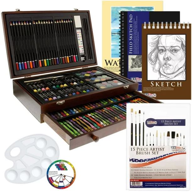 US Art Supply 162 Piece-Deluxe Mega Wood Box Art, Painting & Drawing Set contains all the supplie... | Walmart (US)