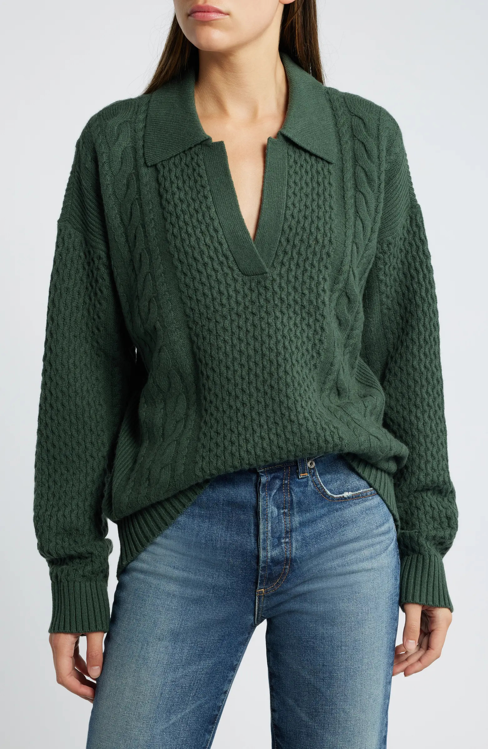 Treasure & Bond Merino Wool & Cotton Cable Sweater | Nordstrom | Nordstrom