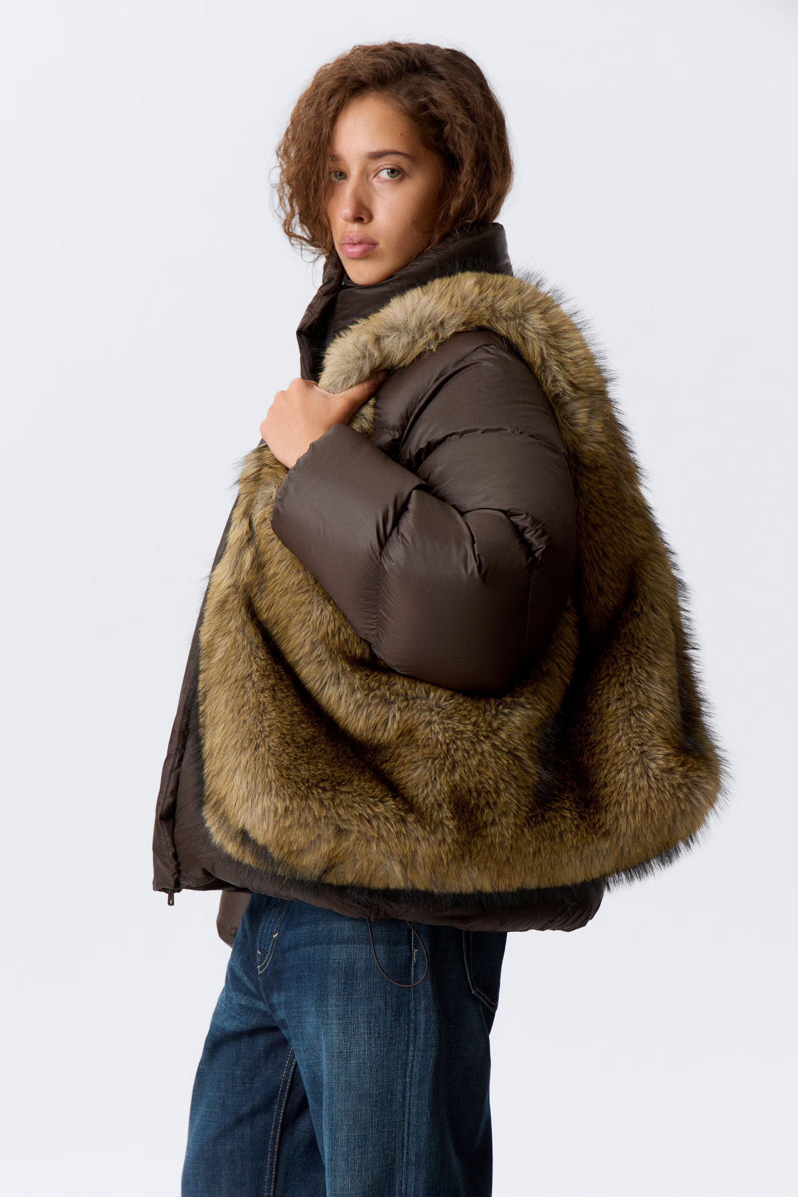 Slouchy Faux Fur Shoulder Bag | Weekday