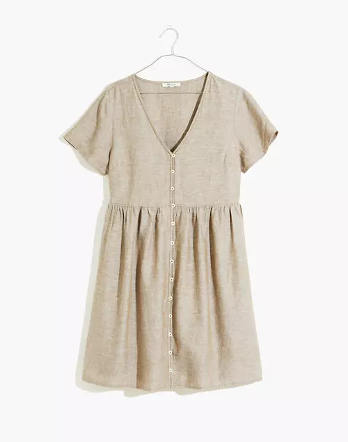 Linen-Blend Alexandra Button-Front Mini Dress | Madewell