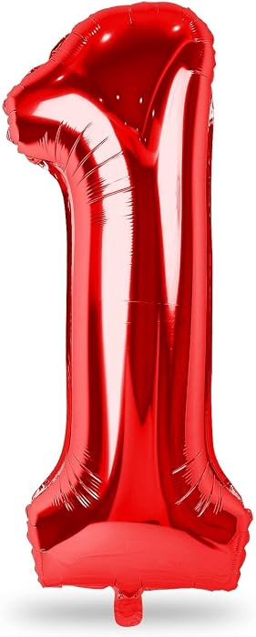 Red Number 1 Balloons, 40 Inch Large Foil Number Balloons Set 0-9 for Women, Self Inflating Digit... | Amazon (US)