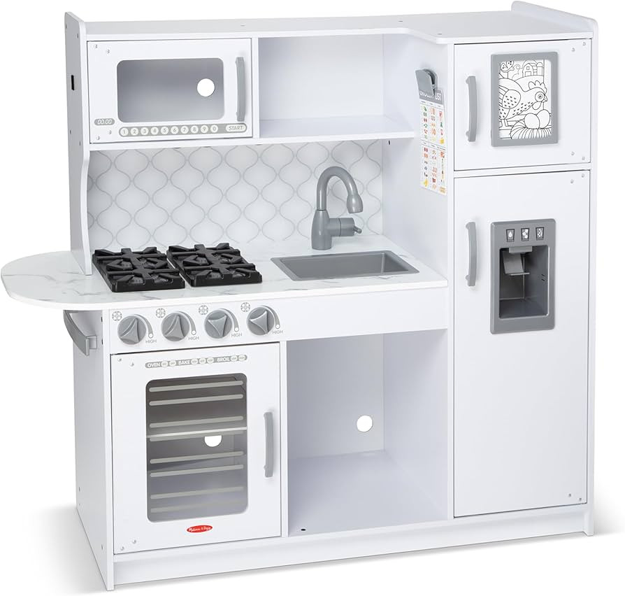 Melissa & Doug Wooden Chef’s Pretend Play Toy Kitchen With “Ice” Cube Dispenser – Cloud W... | Amazon (US)